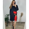 Šaty volnočasové dlouhý rukáv dámské nadrozměr (52/54 ONE SIZE) ITALSKá MóDA IM424HALFA-1/DR (Velikost 52/54, Barva Černá)