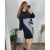 Šaty volnočasové dlouhý rukáv dámské nadrozměr (52/54 ONE SIZE) ITALSKá MóDA IM424HALFA-2/DR (Velikost 52/54, Barva Černá)