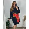 Šaty volnočasové dlouhý rukáv dámské nadrozměr (52/54 ONE SIZE) ITALSKá MóDA IM424HALFA-3/DR (Velikost 52/54, Barva Černá)