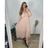 Šaty šifonové plisované elegantní dlouhý rukáv dámské nadrozměr (48/50/52 ONE SIZE) ITALSKÁ MÓDA IMD24312/DUR