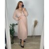 Šaty šifonové plisované elegantní dlouhý rukáv dámské nadrozměr (48/50/52 ONE SIZE) ITALSKÁ MÓDA IMD24312/DUR