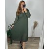 Šaty šifonové plisované elegantní dlouhý rukáv dámské nadrozměr (48/50/52 ONE SIZE) ITALSKÁ MÓDA IMD24312/DUR (Velikost 48/50, Barva Černá)