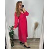 Šaty šifonové plisované elegantní dlouhý rukáv dámské nadrozměr (48/50/52 ONE SIZE) ITALSKÁ MÓDA IMD24312/DUR (Velikost 48/50, Barva Černá)