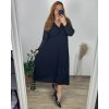 Šaty šifonové plisované elegantní dlouhý rukáv dámské nadrozměr (48/50/52 ONE SIZE) ITALSKÁ MÓDA IMD24312/DUR (Velikost 48/50, Barva Černá)