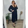 Šaty šifonové plisované elegantní dlouhý rukáv dámské nadrozměr (48/50/52 ONE SIZE) ITALSKÁ MÓDA IMD24312/DUR (Velikost 48/50, Barva Černá)
