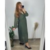Šaty šifonové plisované elegantní dlouhý rukáv dámské nadrozměr (48/50/52 ONE SIZE) ITALSKÁ MÓDA IMD24312/DUR (Velikost 48/50, Barva Černá)
