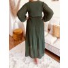 Šaty šifonové plisované elegantní dlouhý rukáv dámské nadrozměr (48/50/52 ONE SIZE) ITALSKÁ MÓDA IMD24312/DUR (Velikost 48/50, Barva Černá)