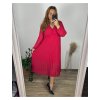 Šaty šifonové plisované elegantní dlouhý rukáv dámské nadrozměr (48/50/52 ONE SIZE) ITALSKÁ MÓDA IMD24312/DUR (Velikost 48/50, Barva Černá)