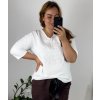 Tunika 3/4 rukáv dámská nadrozměr (54/56 ONE SIZE) ITALSKÁ MÓDA IMWCP24FLOWER/DUR (Velikost 52/54, Barva bílá)