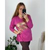 Tunika dlouhý rukáv dámská nadrozměr (54/56 ONE SIZE) ITALSKá MóDA IM424513/DR (Velikost 54/56, Barva růžová fuchsiová)