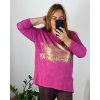 Tunika dlouhý rukáv dámská nadrozměr (54/56 ONE SIZE) ITALSKá MóDA IM424513/DR (Velikost 54/56, Barva růžová fuchsiová)