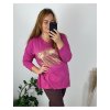 Tunika dlouhý rukáv dámská nadrozměr (54/56 ONE SIZE) ITALSKá MóDA IM424513/DR (Velikost 54/56, Barva růžová fuchsiová)