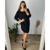 Šaty teplé dlouhý rukáv dámské nadrozměr (56/58 ONE SIZE) ITALSKÁ MÓDA IM424EVELIN/DU (Velikost 56/58, Barva Černá)