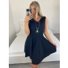 Šaty elegantní krátké bez rukávu  dámské (S/M ONE SIZE) ITALSKÁ MÓDA IM3221124/DU (Velikost S/M, Barva Černá)
