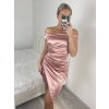 Šaty společenské carmen krátké bez rukávu dámské (S/M ONE SIZE) ITALSKá MóDA IM324301/DU (Velikost S/M, Barva béžová)