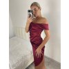 Šaty společenské carmen krátké bez rukávu dámské (S/M ONE SIZE) ITALSKá MóDA IM324301/DU (Velikost S/M, Barva béžová)