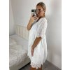 Šaty letní boho krajkové 3/4 dlouhý rukáv dámské (S/M ONE SIZE) ITALSKÁ MÓDA IMPEM2323076/DU (Velikost S/M, Barva bílá)
