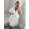 Šaty letní boho krajkové 3/4 dlouhý rukáv dámské (S/M ONE SIZE) ITALSKÁ MÓDA IMPEM2323076/DU (Velikost S/M, Barva bílá)