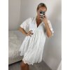 Šaty letní boho krajkové 3/4 dlouhý rukáv dámské (S/M ONE SIZE) ITALSKÁ MÓDA IMPEM2323076/DU (Velikost S/M, Barva bílá)