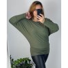 Tunika s přívěskem dlouhý rukáv dámská nadrozměr  (/46/48/50 ONE SIZE) ITALSKÁ MÓDA IM424080/DUR (Velikost 48/50, Barva Černá)
