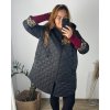 Bunda slabá s kapucí dlouhý rukáv dámská nadrozměr (54/56 ONE SIZE) ITALSKÁ MÓDA IMC24430/DU (Velikost 54/56, Barva béžová)