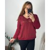 Tunika dlouhý rukáv dámská nadrozměr (52/54 ONE SIZE) ITALSKÁ MÓDA IMC24403/DU (Velikost 52/54, Barva vínová)