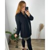 Cardigan slabý dlouhý rukáv dámský nadrozměr (50/52 ONE SIZE) ITALSKÁ MÓDA IMD24VENTURA/DU (Velikost 50/52, Barva Černá)
