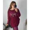 Tunika  dlouhý rukáv dámská nadrozměr (54/56 ONE SIZE) ITALSKá MóDA IM424PERFECTLY/DU (Velikost 54/56, Barva vínová)