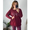 Tunika  dlouhý rukáv dámská nadrozměr (54/56 ONE SIZE) ITALSKá MóDA IM424PERFECTLY/DU (Velikost 54/56, Barva vínová)