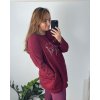 Tunika  dlouhý rukáv dámská nadrozměr (54/56 ONE SIZE) ITALSKá MóDA IM424PERFECTLY/DU (Velikost 54/56, Barva vínová)
