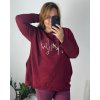 Tunika  dlouhý rukáv dámská nadrozměr (54/56 ONE SIZE) ITALSKá MóDA IM424PERFECTLY/DU (Velikost 54/56, Barva vínová)