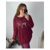 Tunika  dlouhý rukáv dámská nadrozměr (54/56 ONE SIZE) ITALSKá MóDA IM424PERFECTLY/DU (Velikost 54/56, Barva vínová)