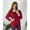 Tunika s přívěskem dlouhý rukáv dámská nadrozměr (52/54 ONE SIZE) ITALSKÁ MÓDA IMC24377/DU (Velikost 52/54, Barva vínová)