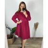 Šaty volnočasové dlouhý rukáv dámské nadrozměr (52/54 ONE SIZE) ITALSKá MóDA IM424SENDY/DR (Velikost 52/54, Barva vínová)