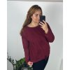 Tunika s dlouhý rukáv dámská nadrozměr (54/56 ONE SIZE) ITALSKÁ MÓDA IMC24PLANTS/DU (Velikost 54/56, Barva vínová)