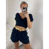 kraťasy s páskem mušelínové letní  dámské (S/M/L ONE SIZE) ITALSKÁ MÓDA IMC24255/DU (Velikost M/L, Barva Černá)