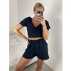Souprava letní mušelínová kraťasy a top dámská (S/M ONE SIZE) ITALSKÁ MÓDA IMWY23099/DU (Velikost S/M, Barva Černá)
