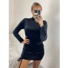 Šaty sametové dlouhý rukáv dámské (S/M ONE SIZE) ITALSKÁ MÓDA IMM23M3530/DU (Velikost S/M, Barva Černá)