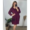 Šaty dlouhé volnočasové dlouhý rukáv dámské nadrozměr (50/52 ONE SIZE) ITALSKÁ MÓDA IMSM24FLOWERS/DU (Velikost 50/52, Barva vínová)