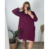 Šaty dlouhé volnočasové dlouhý rukáv dámské nadrozměr (50/52 ONE SIZE) ITALSKÁ MÓDA IMSM24FLOWERS/DU (Velikost 50/52, Barva vínová)