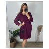 Šaty dlouhé volnočasové dlouhý rukáv dámské nadrozměr (50/52 ONE SIZE) ITALSKÁ MÓDA IMSM24FLOWERS/DU (Velikost 50/52, Barva vínová)