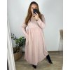 Šaty dlouhé volnočasové dlouhý rukáv dámské nadrozměr (46/48/50 ONE SIZE) ITALSKÁ MÓDA IMSM2424575/DU (Velikost 48/50, Barva vínová)