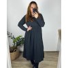 Šaty dlouhé volnočasové dlouhý rukáv dámské nadrozměr (46/48/50 ONE SIZE) ITALSKÁ MÓDA IMSM2424575/DU (Velikost 48/50, Barva vínová)
