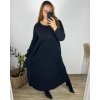 Šaty dlouhé volnočasové dlouhý rukáv dámské nadrozměr (46/48/50 ONE SIZE) ITALSKÁ MÓDA IMSM2424575/DU (Velikost 48/50, Barva vínová)