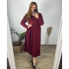 Šaty dlouhé volnočasové dlouhý rukáv dámské nadrozměr (46/48/50 ONE SIZE) ITALSKÁ MÓDA IMSM2424575/DU (Velikost 48/50, Barva vínová)
