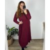 Šaty dlouhé volnočasové dlouhý rukáv dámské nadrozměr (46/48/50 ONE SIZE) ITALSKÁ MÓDA IMSM2424575/DU (Velikost 48/50, Barva vínová)