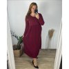 Šaty dlouhé volnočasové dlouhý rukáv dámské nadrozměr (46/48/50 ONE SIZE) ITALSKÁ MÓDA IMSM2424575/DU (Velikost 48/50, Barva vínová)