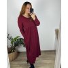 Šaty dlouhé volnočasové dlouhý rukáv dámské nadrozměr (46/48/50 ONE SIZE) ITALSKÁ MÓDA IMSM2424575/DU (Velikost 48/50, Barva vínová)