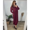 Šaty dlouhé volnočasové dlouhý rukáv dámské nadrozměr (46/48/50 ONE SIZE) ITALSKÁ MÓDA IMSM2424575/DU (Velikost 48/50, Barva vínová)