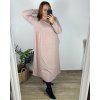 Šaty dlouhé volnočasové dlouhý rukáv dámské nadrozměr (46/48/50 ONE SIZE) ITALSKÁ MÓDA IMSM2424575/DU (Velikost 48/50, Barva vínová)